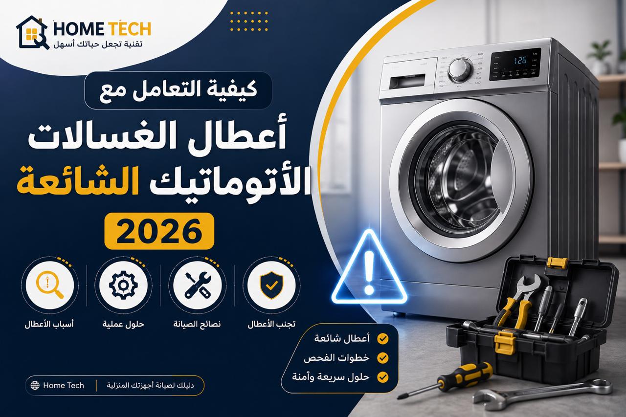 أعطال الغسالات الأوتوماتيك الشائعة 2026 | الأسباب والحلول